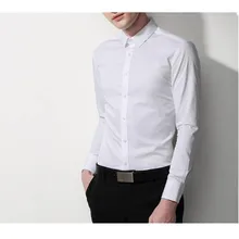 Осенняя мужская Высококачественная тонкая рубашка деловое профессиональное платье белая рубашка мужская рубашка с длинным рукавом