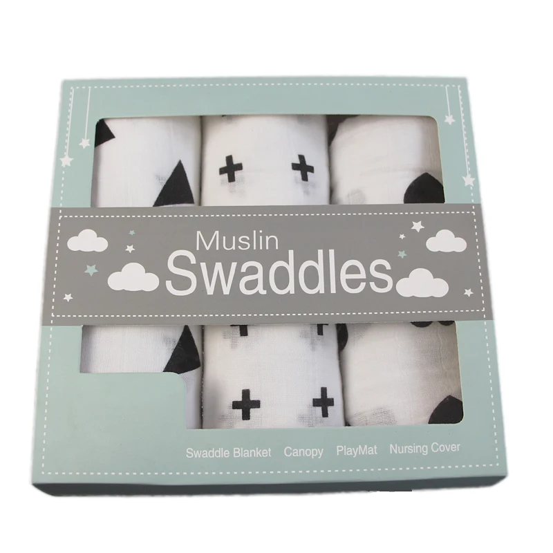

3pcs/Set Newborn Baby Blanket Muslin Swaddle Wraps Cotton Baby Blankets Bebe 2 Layer Muslin Blankets 120x120cm Kids Bedding