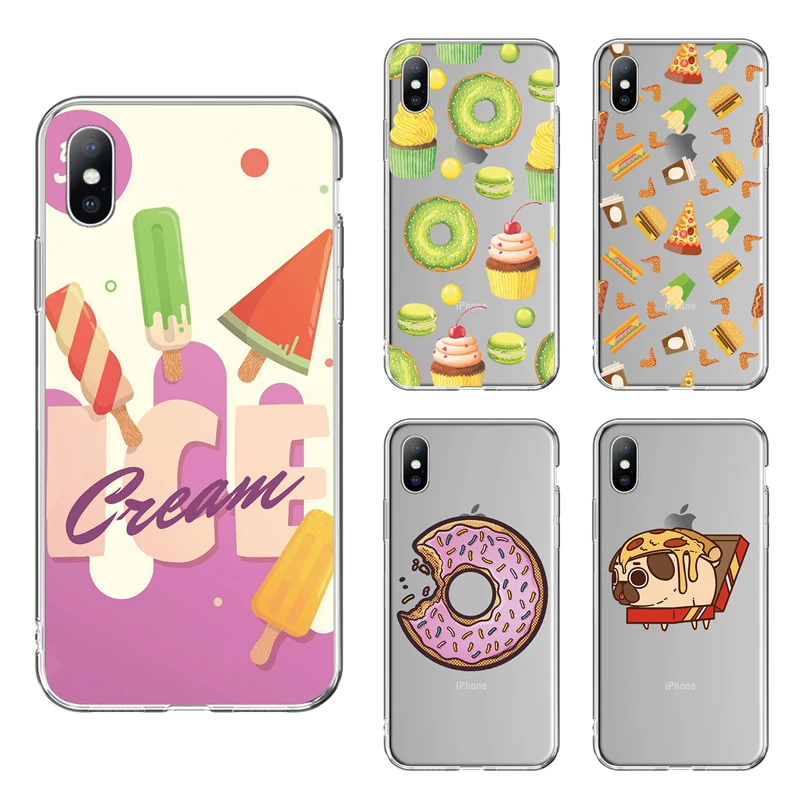 

Moskado Cases For iPhone 7 8 Plus XS Max X XR Funny Pattern Back Cover For iPhone 6 6S Plus 5 5S SE Soft Donut Pizza Phone Case