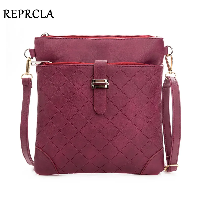 

REPRCLA Brand Double Zipper Women Messenger Bags Plaid PU Leather Shoulder Bag Small Flap Simple Crossbody Bags Handbag Purse