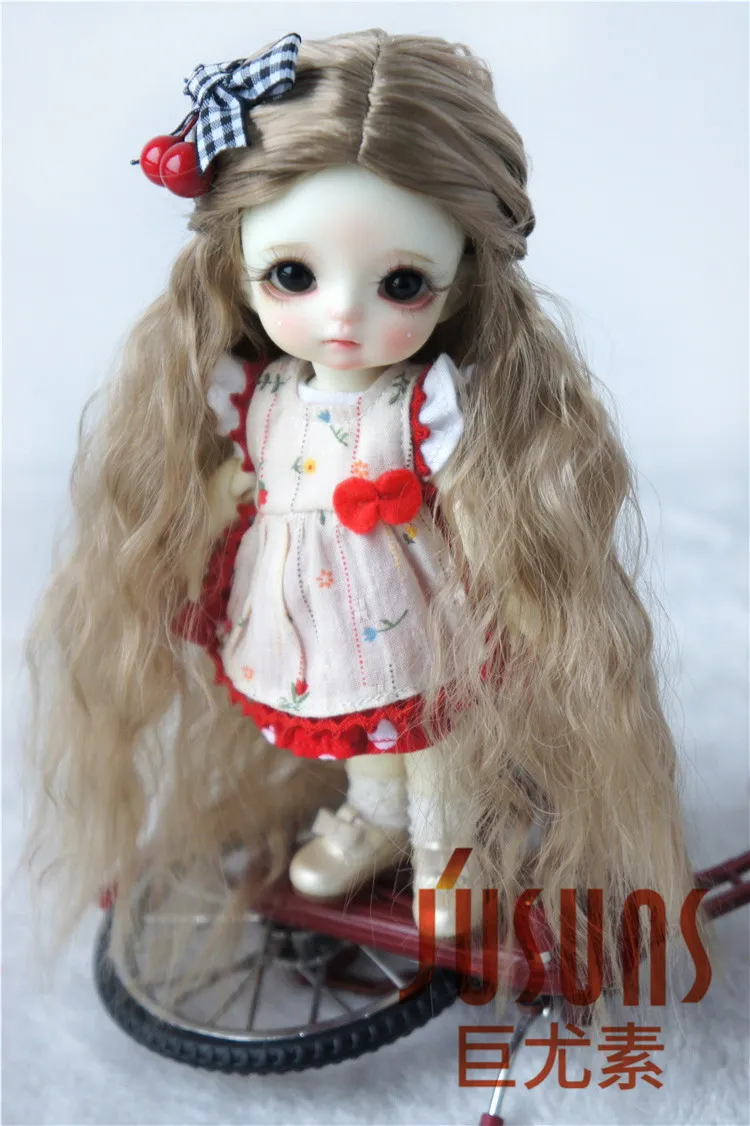JD119 1/12 1/8 1/6 BJD кукольные парики Длинные Принцесса кудрявый парик Размер 4-5 дюймов 5-6 дюймов 6-7 дюймов синтетический мохеровый парик аксессуары для кукол - Цвет: size 5-6 Brown SM4B