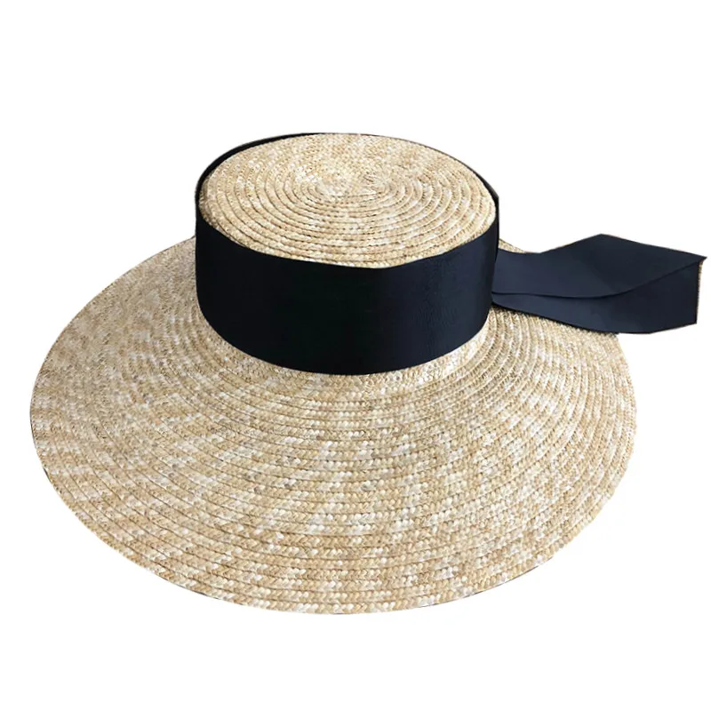 

Hand-woven Raffia lady summer high quality sunscreen beach hat bicycle UV protection woman fashion Panama hat breathable