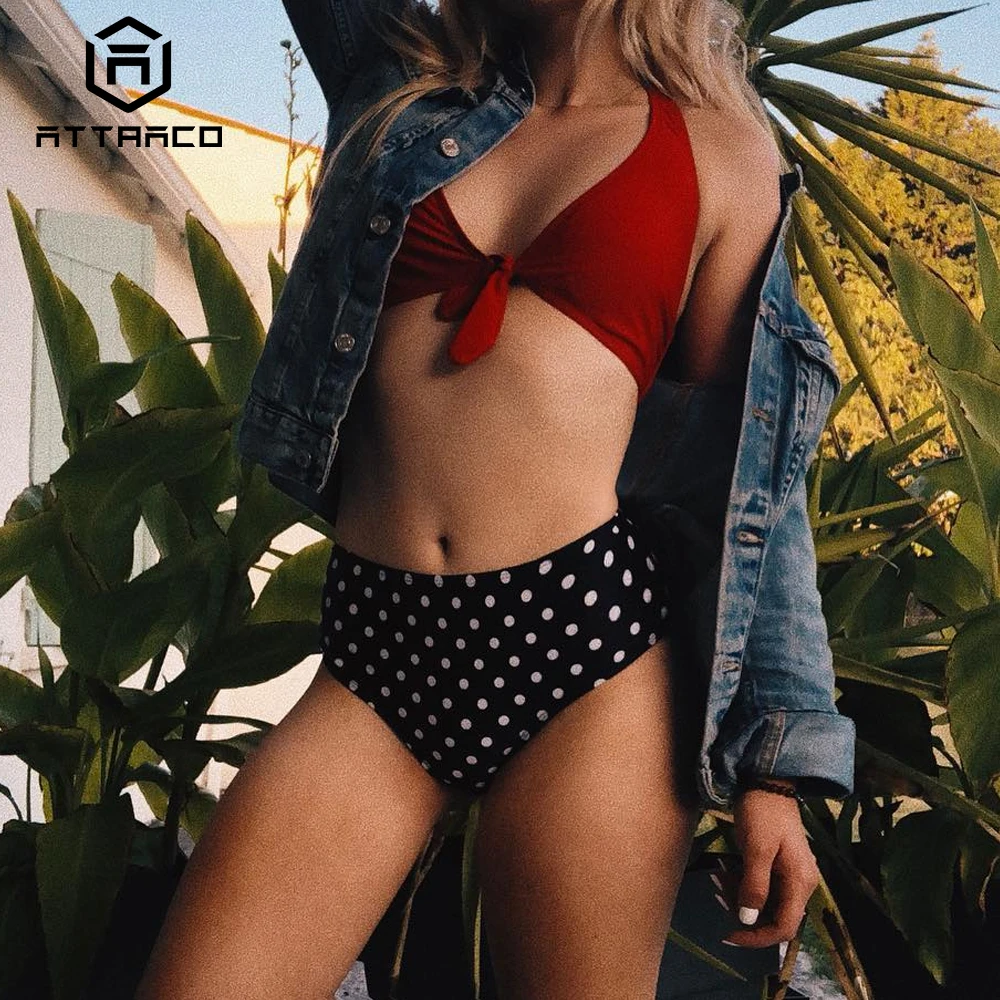 retro polka dot swimsuit