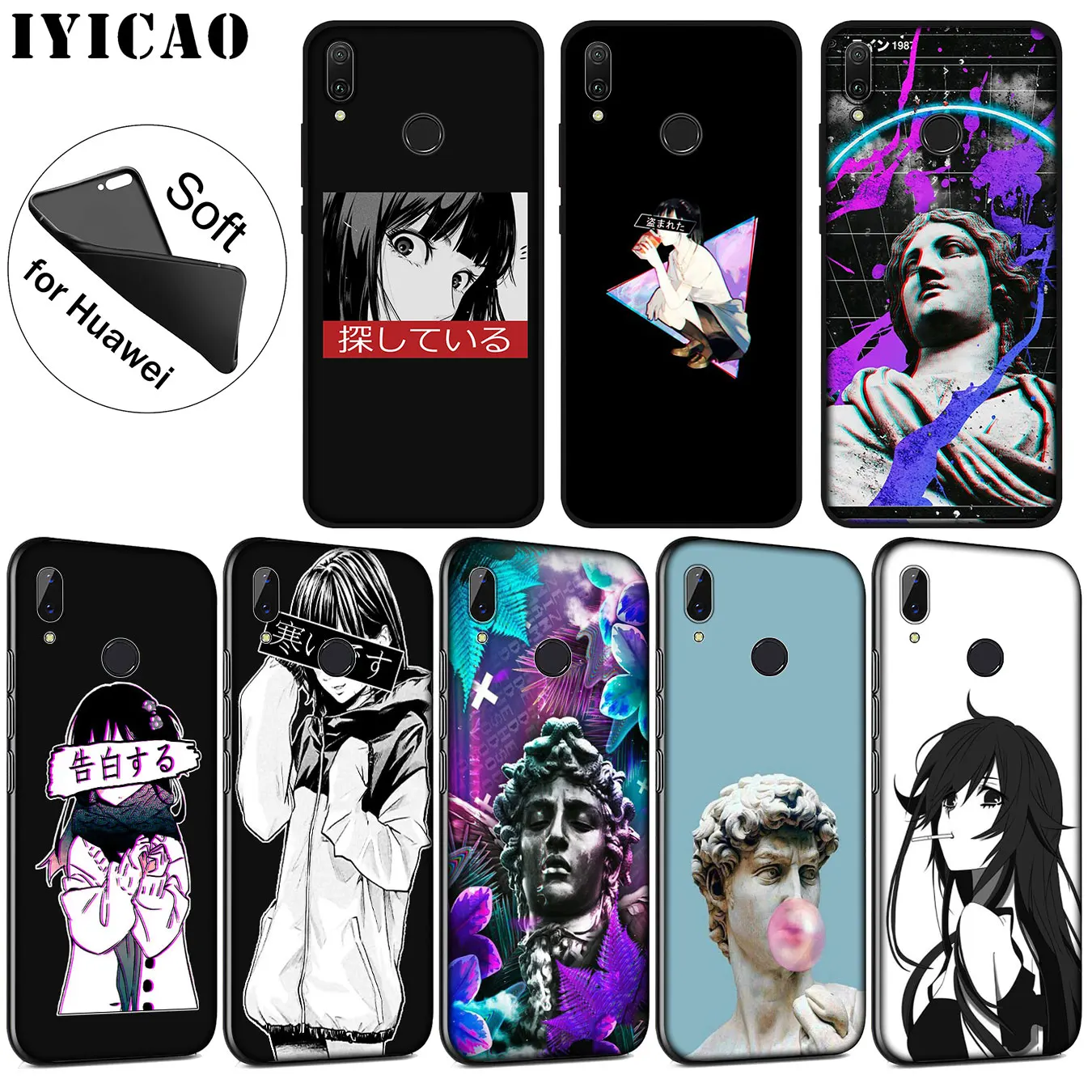IYICAO LEWD Sad японский аниме Эстетическая статуя мягкий чехол для Huawei P30 P20 Pro P10 P9 P8 Lite