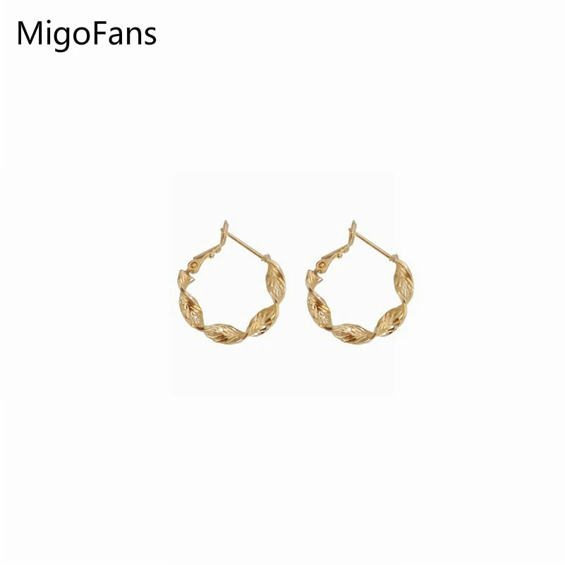

Simple Hand Made Geometric Gold Color Helix Circle Small Loop Earrings for Women Imitation Rhodium Plated Round Hoop Earrings