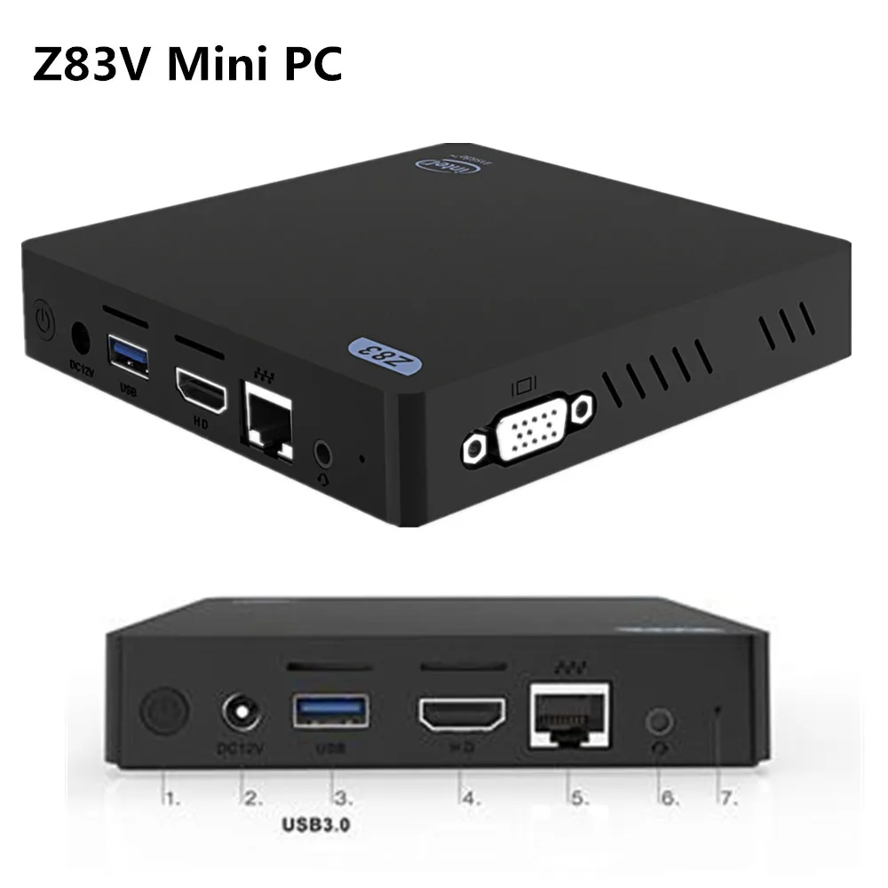 

Z83V Mini PC Intel Atom X5-Z8350 CPU Linux 2G 32G TV Box WINS OS 64bit Bluetooth 4.0 2.4G/5.8G WiFi 5.1 1000M LAN Media Player