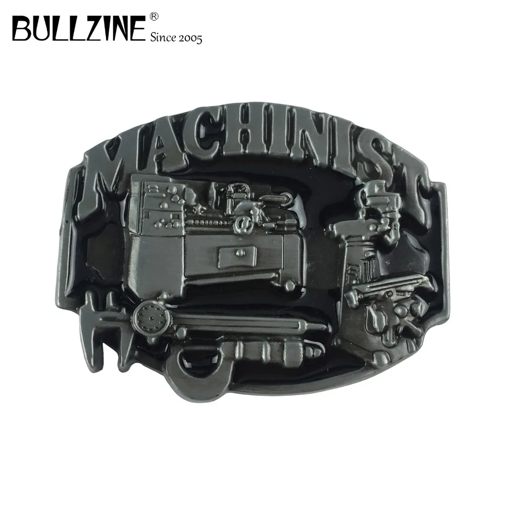 

Bullzine western machinist tool jeans cowboy gift belt buckle with pewter finish FP-02891 for 4cm width belt drop shipping