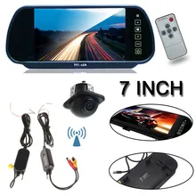 800 x 480 Hd 7″inch Car TFT LCD Monitor Mirror Parking+ Wireless CCD Wide angle Reverse Rear View Backup Camera Kit , Fast Ship