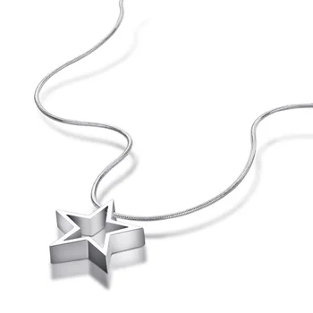 

Simple style 925 sterling silver necklace stars pendant solid silver snake chain 46cm size girl popular jewelry student necklace