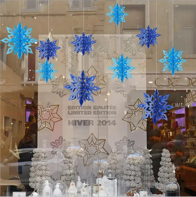 6 Pcs/Set Cardboard 3D Hollow Snowflake Hanging Ornaments New Year’s Christmas Decorations for Home Party Decoration Natal