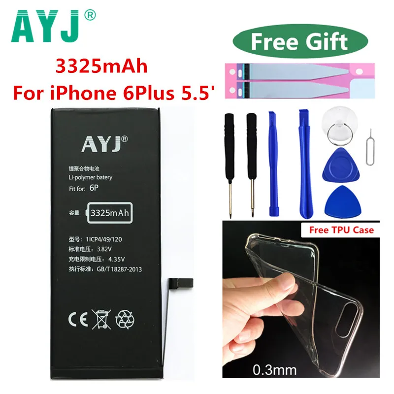

Original AYJ Battery for Apple iPhone 6 Plus 6Plus 6P 5.5' 3325mAh Replacement High Capacity Phone Bateria + Free Tools Kit