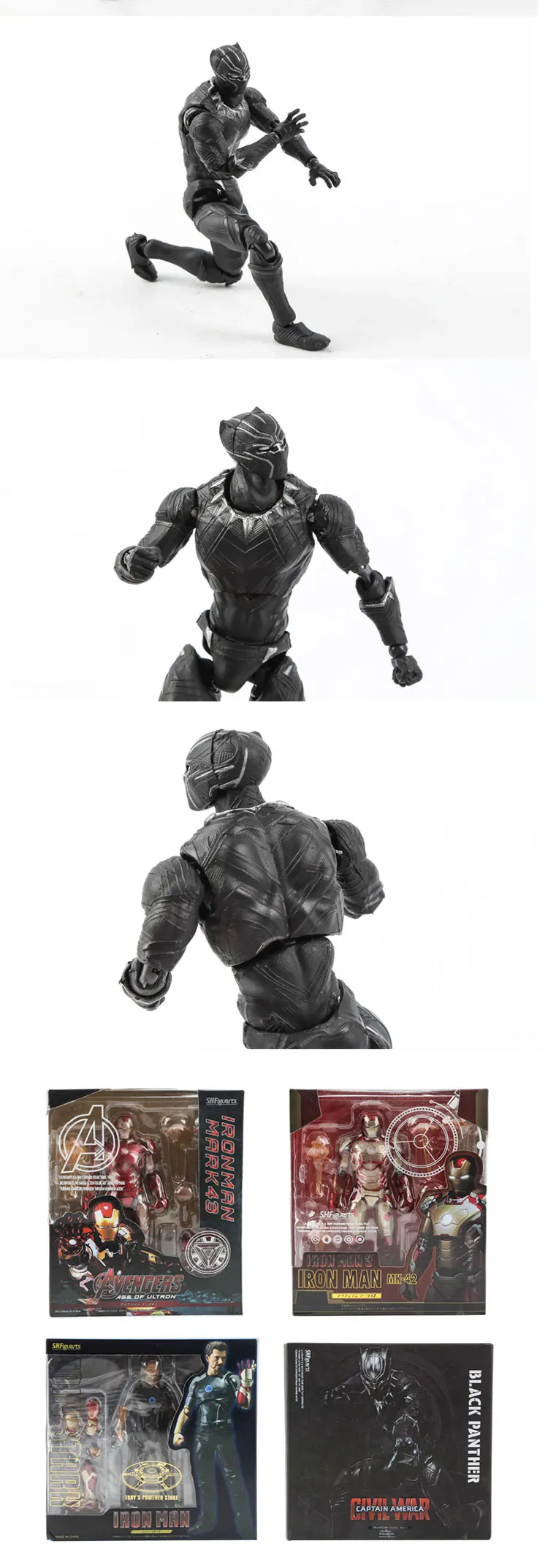 Marvel Железный человек Ironman NMK42 MK43 с диванной antman Черная пантера подвижные ПВХ Фигурки игрушки коллекция игрушек