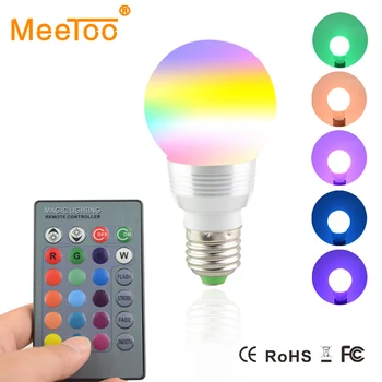 

E27 RGB LED Lamp 5W 110V 220V LED Bulb Light Lamp With Remote Control 16 Color Change Lampada LED Luz Holiday Party Lights 1PCS