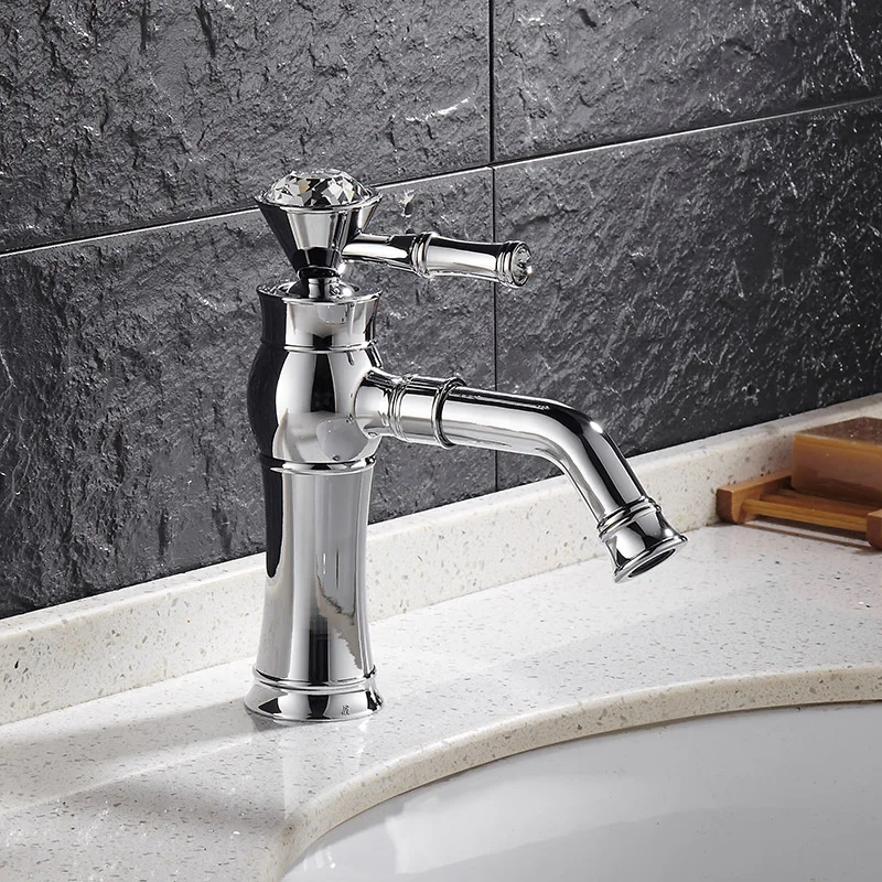 

Chrome/Gold Basin Faucet Single Handle Basin Mixer Tap Hot & Cold Bathroom Faucet Sink Water Faucet