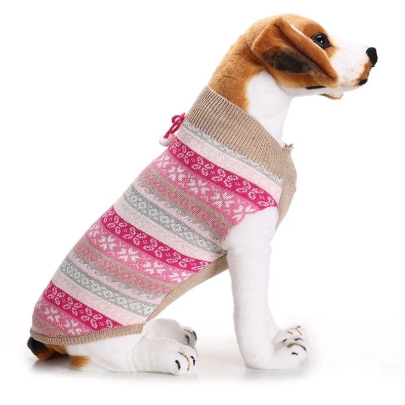 Осенние/зимние шерстяные свитера для домашних собак, милый Рождественский вязаный свитер с цветочным узором для средних и больших собак и кошек, одежда для домашних животных