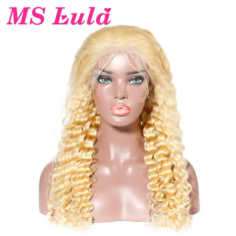 

MS Lula Brazilian Blonde 613 Deep Wave Wig Lace Front Human Hair Wigs Medium Size with Baby Hair Remy Human Hair Free Shipping