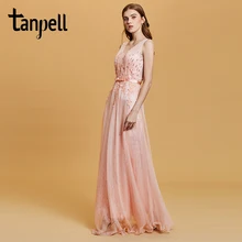 Tanpell, платье для выпускного вечера с блестками, розовое, без рукавов, длина до пола, ТРАПЕЦИЕВИДНОЕ ПЛАТЬЕ, женское, с аппликацией, с открытой спиной, вечернее, длинное, для выпускного вечера