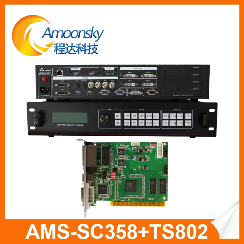 Видеоконтроллер amoonsky sc358 4k видеопереключатель vga с отправляющей картой ts802d linsn |