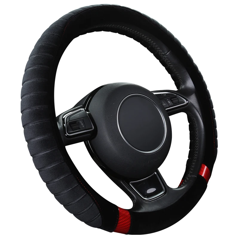 

KKYSYELVA Winter Car steering wheel cover Warm Plush Steering-wheel Protector Cover 38cm Interior Accessories