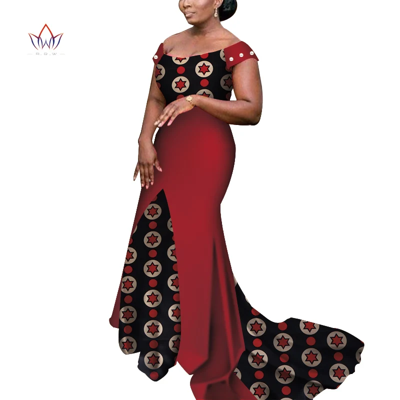Африканские платья для женщин с открытыми плечами Длинные платья Дашики вечерние платья в африканском стиле WY3852