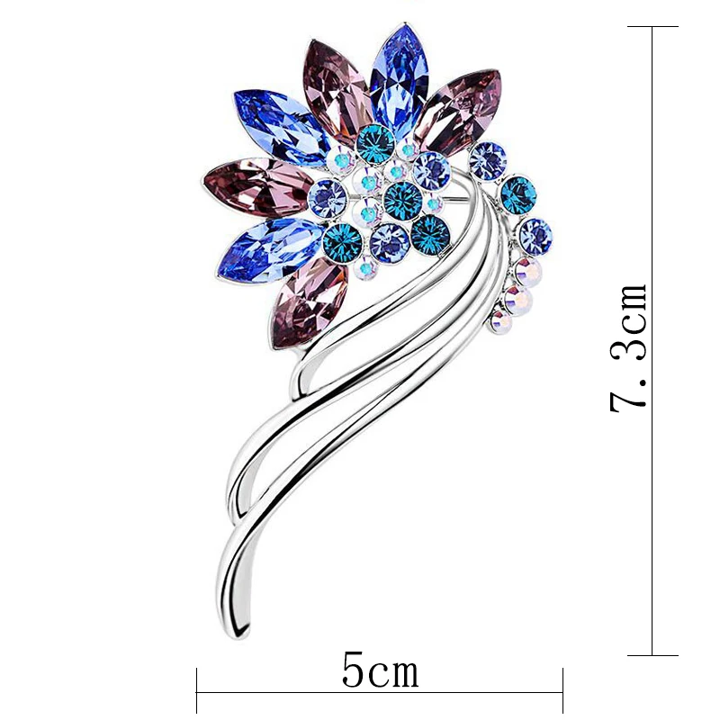 2 Цвета модные большие хрустальные броши-булавки в виде цветов ювелирные изделия для женщин элегантные красочные лепестки свадебная брошь для вечеринки