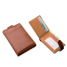 Деловой ультратонкий короткий мужской бумажник из искусственной кожи, маленький однотонный кошелек, простой Миниатюрный держатель карт, кошелек для монет, повседневная мода