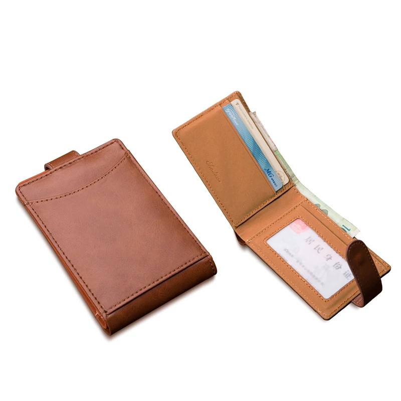 

Business PU Leather Ultra thin Slim Short Wallet Men Small Solid Wallet Simple Mini Card Holder Hasp Coin Purse Casual Fashion