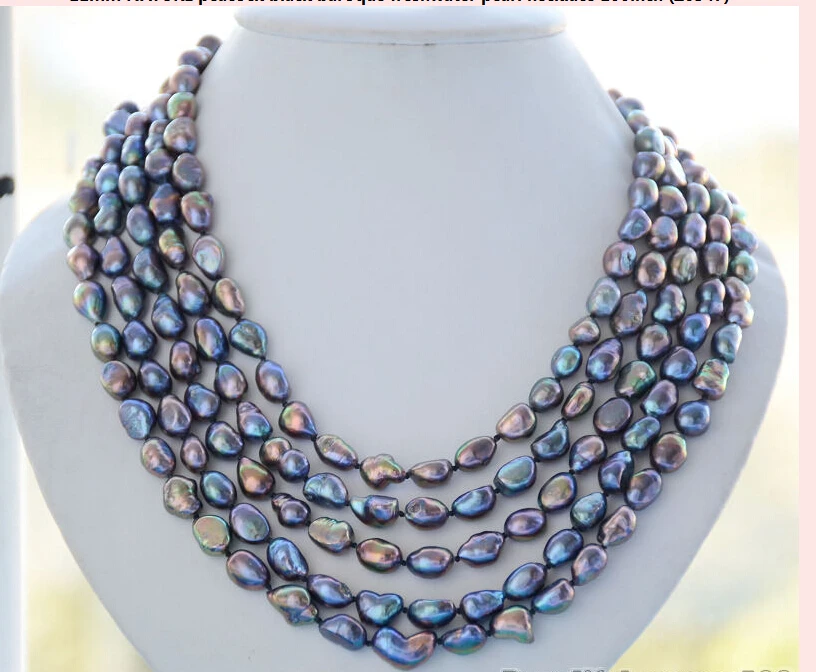 

Hot sell Noble- Free shipping@@@@@ AZ6347 11mm NATURE peacock black baroque freshwater pearl necklace 100inch a
