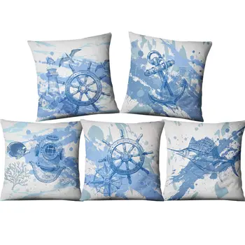 

Mediterrane Navigation Sailing Series Anchor Compass Cushions European Throw Pillow Case Car Home Decor Cushion Cover