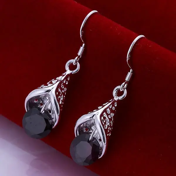 

Free Shipping!!Wholesale silver plated Earring,925 jewelry silver,Inset Purple Stone Cone Earrings SMTE208