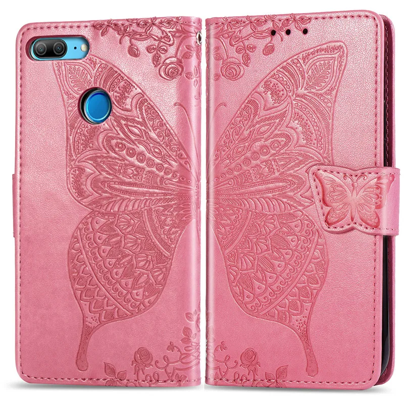 Huawei P Smart FIG-LX1 Case Soft Silicone Luxury 3D Butterfly Leather Wallet Flip Case For Huawei P Smart 5.65 Cover Leather Phone Case