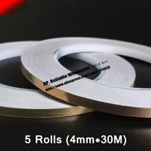 5 рулонов(4 мм* 30 м* 0,06 мм) самоклеящийся однопроводный медный фольгированный Скотч для экранирования EMI, ноутбуков DIY, работы из нержавеющей стали