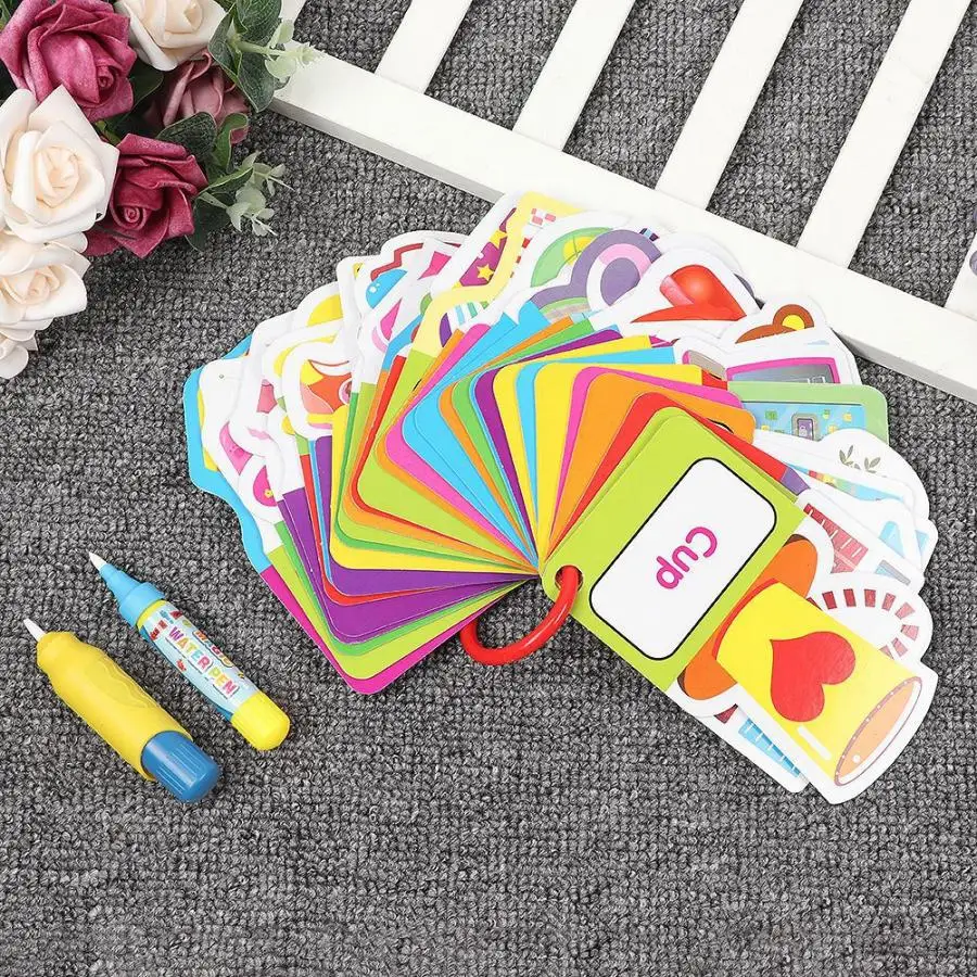 

Water Reusable Magic Water Pens Drawing Toy Doodle Children Cognitive Early Learning Cards Educational Toys Coloring For Kids