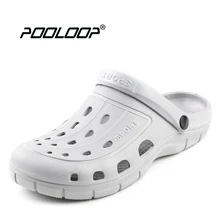 POOLOOP/слипоны, весенние мужские сандалии легкие садовые Крокус-сабо, повседневные пляжные водонепроницаемые сандалии белые мужские Уличная обувь для водных видов спорта