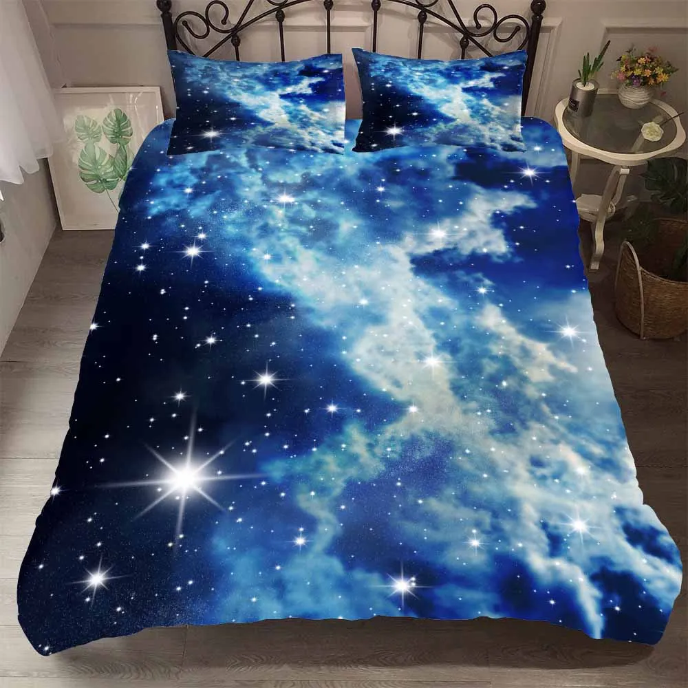 Galaxy Постельное белье космического пространства микрофибра постельное белье с наволочкой 2/3 шт. Твин Полный queen Размеры постельное белье набор постельное белье