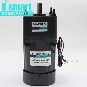 

Bringsmart 220V AC Gear Motor Single Phase Motor 60W Fixed Speed Micro Slow Speed Motor Reversible With Capacitance