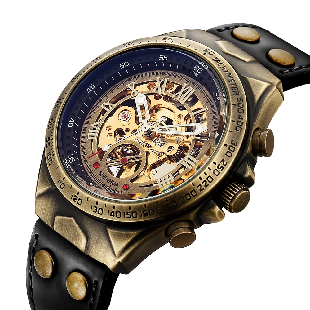 Retro Luxury Mens Mechanical Automatic Men Wristwatch Watch Skeleton
