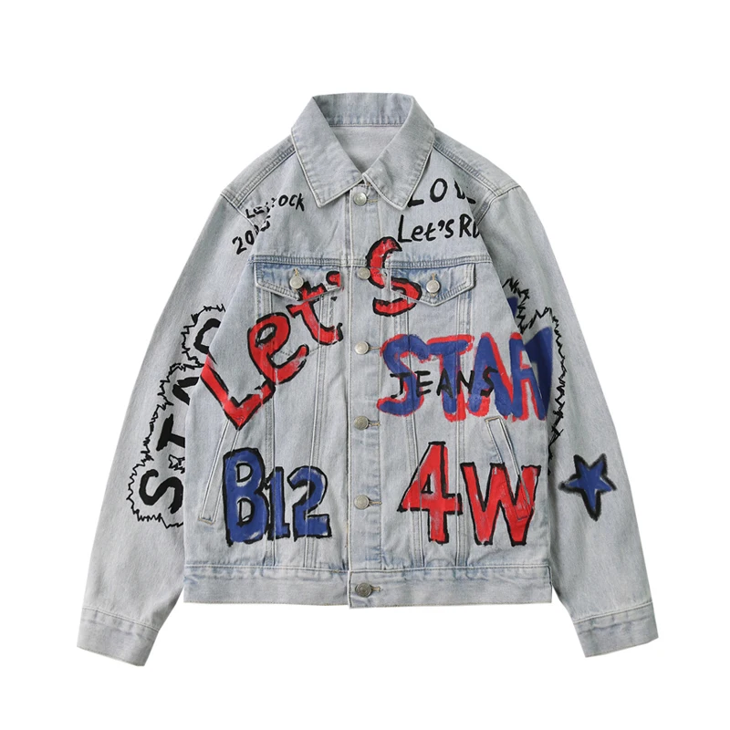 UNCLEDONJM 2019 Graffiti denim jacket men streetwear jacket coat mens clothing jacket for men jeans jacket men men clothes 243W