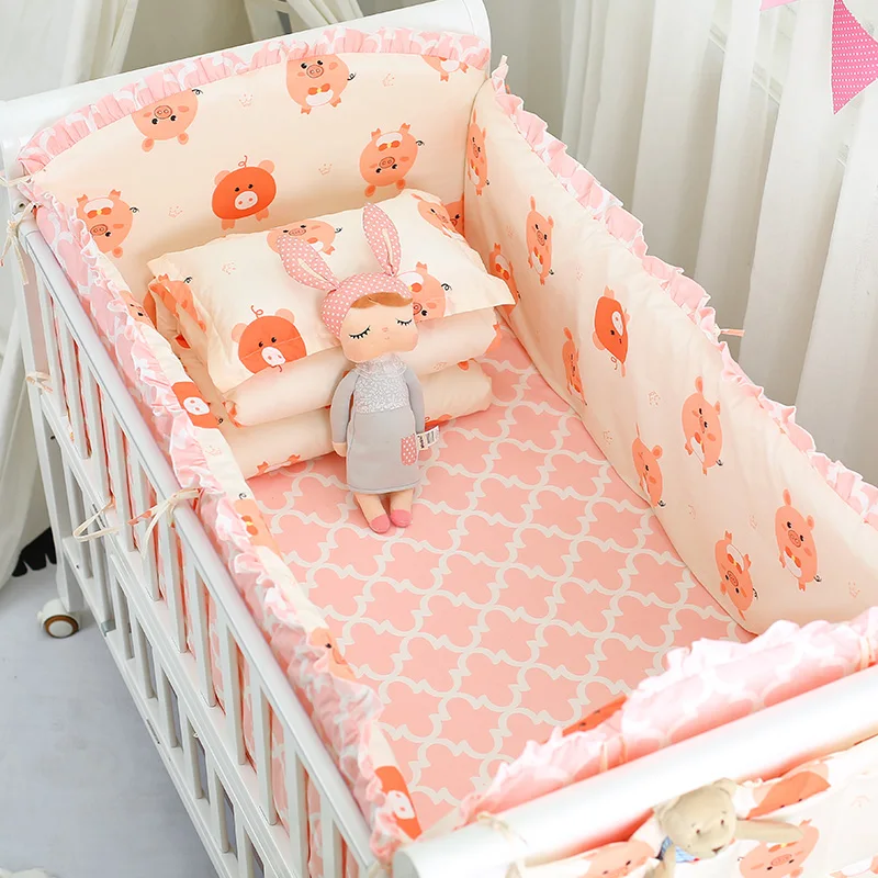 6pcs/Set Baby Bed Bumper set Baby Crib Protector Cot Around gift for newborn baby Girl Boy crib bedding set toddler bedding