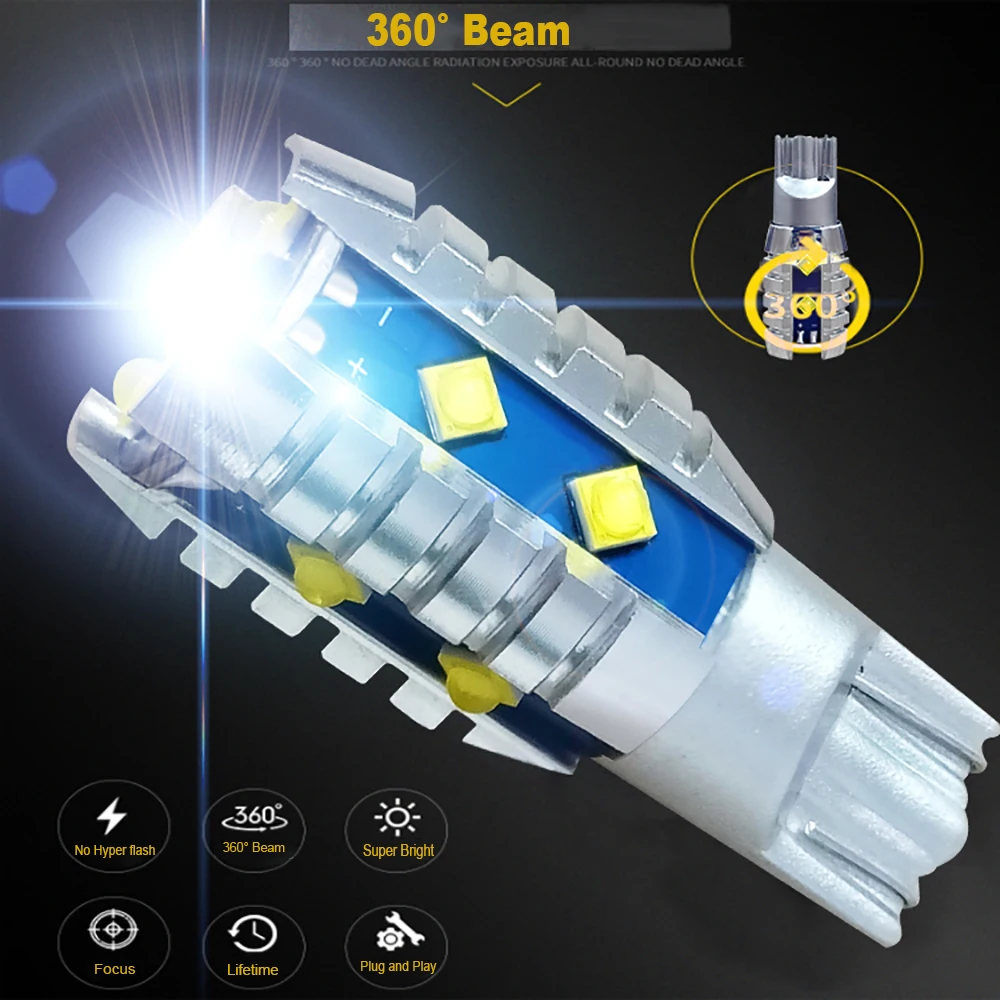 10 шт. 2400Lm W16W T15 921 912 Canbus OBC Error Free автомобильные лампочки 12LED 2525smd с объективом резервного копирования свет обратный конец Лампа 6000 K