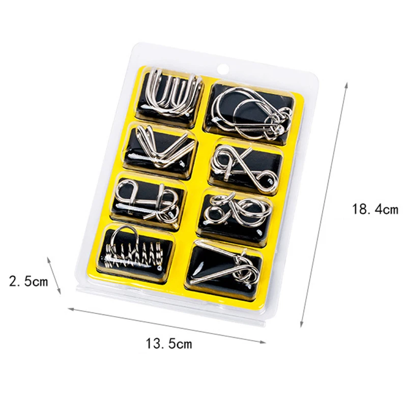 8 шт./компл. металлические Паззл-проволока Монтессори IQ головоломки Пазлы игра для детей взрослых антистресс развивающие игрушки