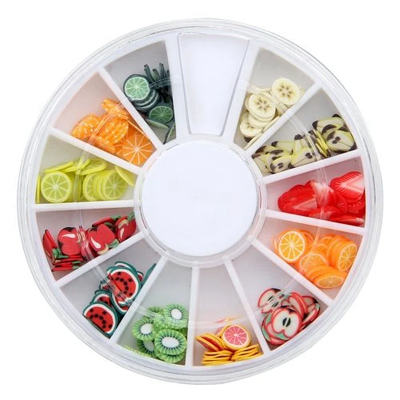 

8 Grids Nail Art Colorful Polymer Clay Fruit Slices Fimo Slices Design Charm Summer Style Decorations Accessories Kits