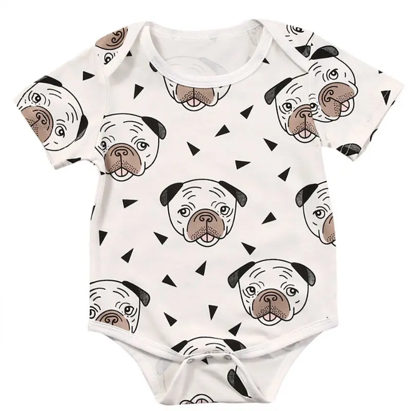 

Baby Infant Toddler Newborn Boys Girls Short Sleeve Romper Clothes Outfit Cute Dog Jumpsuit
