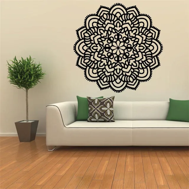 Black White Mandala Flower Decal Wall Stickers Paper Sticking Black White Mandala Flower Decal Wall Stickers Paper Sticking Poster Indian Fl Bedroom Decor