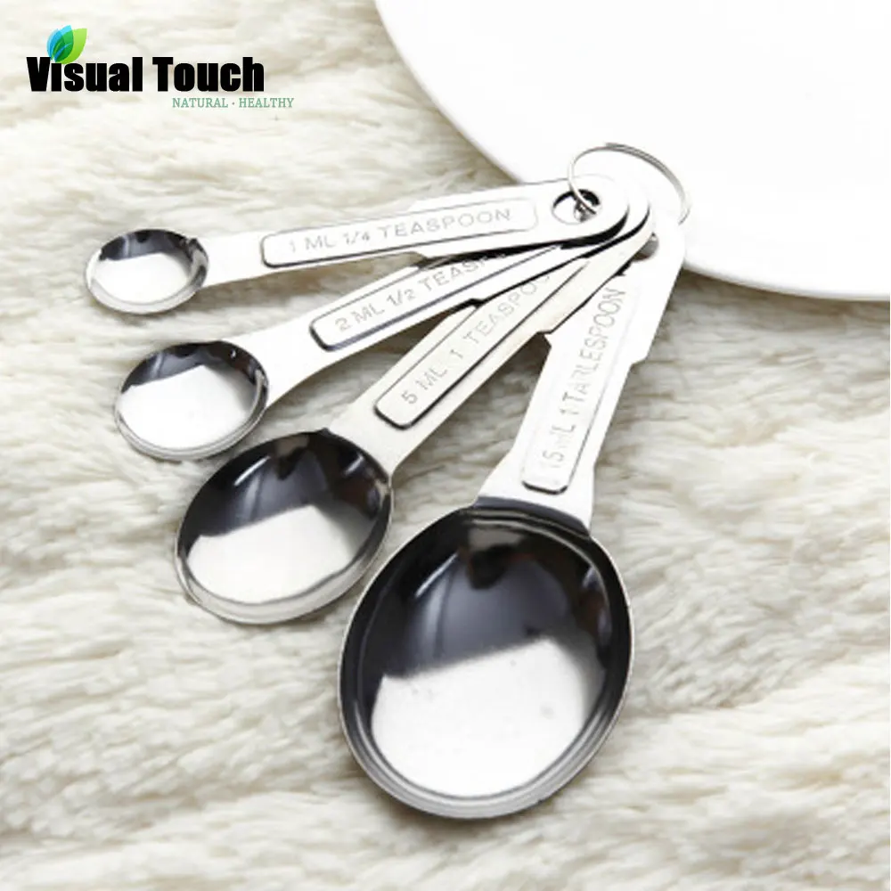 4pcs//Set Stainless Steel Measuring Spoon Tea Coffee Measure Tool Cooking Utensil