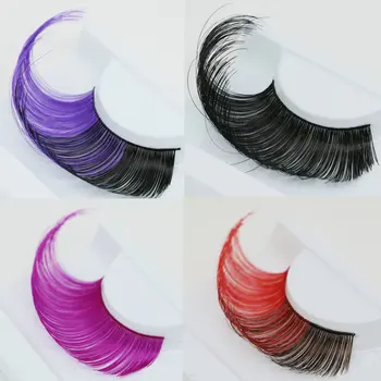 

YOKPN Art Stage Exaggerated False Eyelash Handmade Colorful Eye Tail Elongated Fake Lashes Latin Dance Makeup Eyelashes 1 Pair