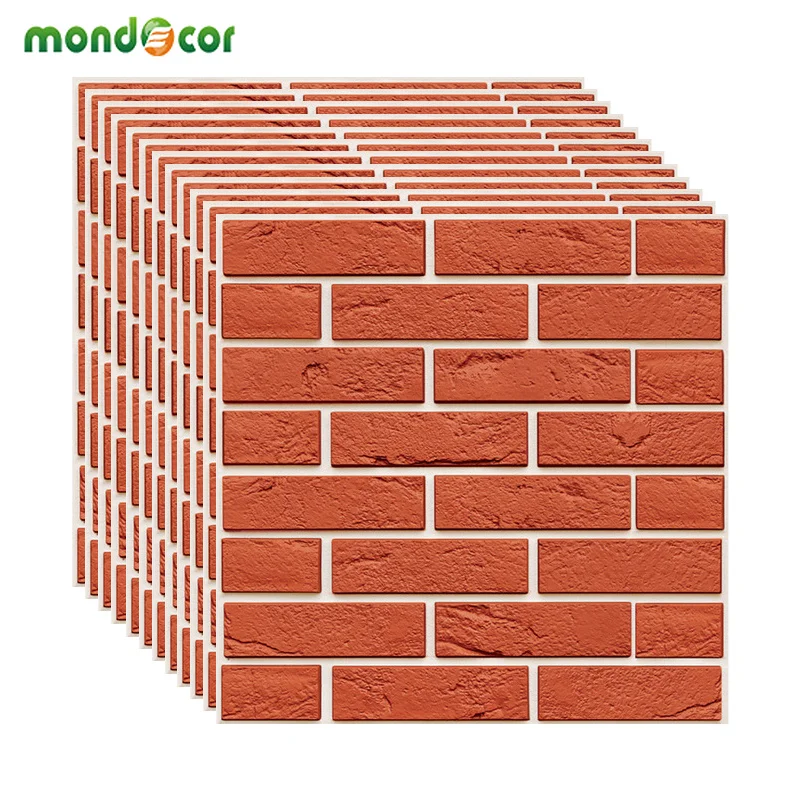 

Self Adhesive Waterproof Red Brick 3D Wallpapers for Living Room TV Background Stickers Home Decor for Kids Room TV Background