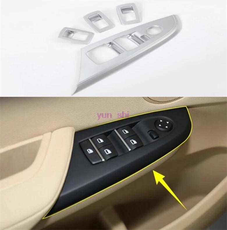 4pcs ABS chrome Car Window Glasses Lifter Button Decoration Sticker Cover Car-styling For BMW X3 X4 F25 2011-17 F26 accessories