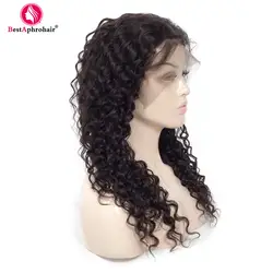 Aphro перуанский Вьющиеся Синтетические волосы на кружеве парики Cheuveux Humain парик короткие парики человеческих волос для черный Для женщин 150%