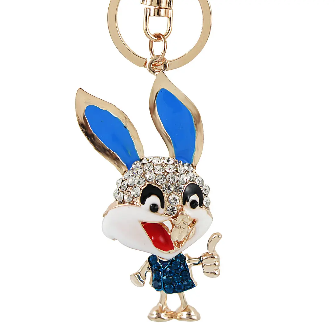 

Fashion Cartoon Naughty Rhinestone Rabbit Key Chains Cute Bunny Car Keychain Charm Metal Key Ring Bag Pendant